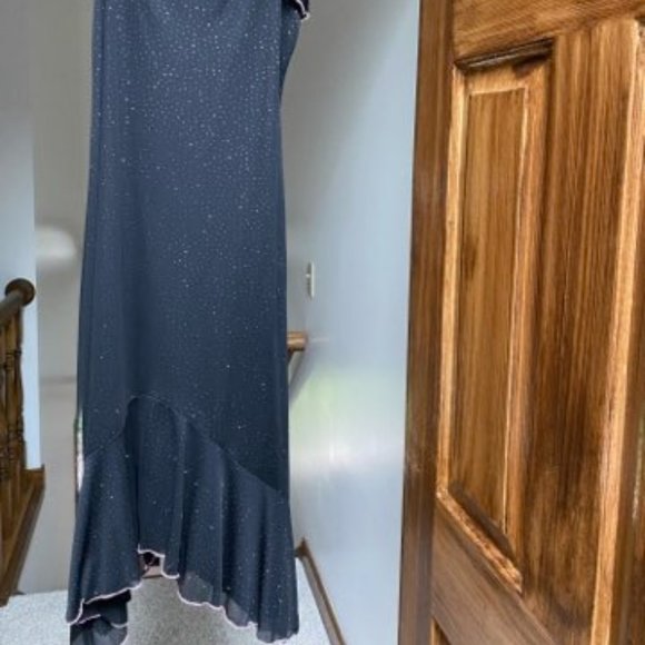Black Strapless Dress with Pink Sparkles and Pink Trim. Size Medium. - Picture 2 of 5